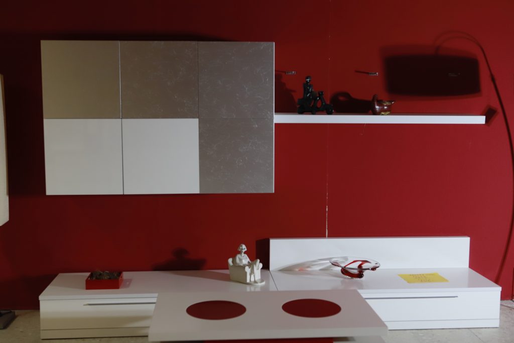 mueble apilable blanco brillo gris rojo minimalista mesa centro